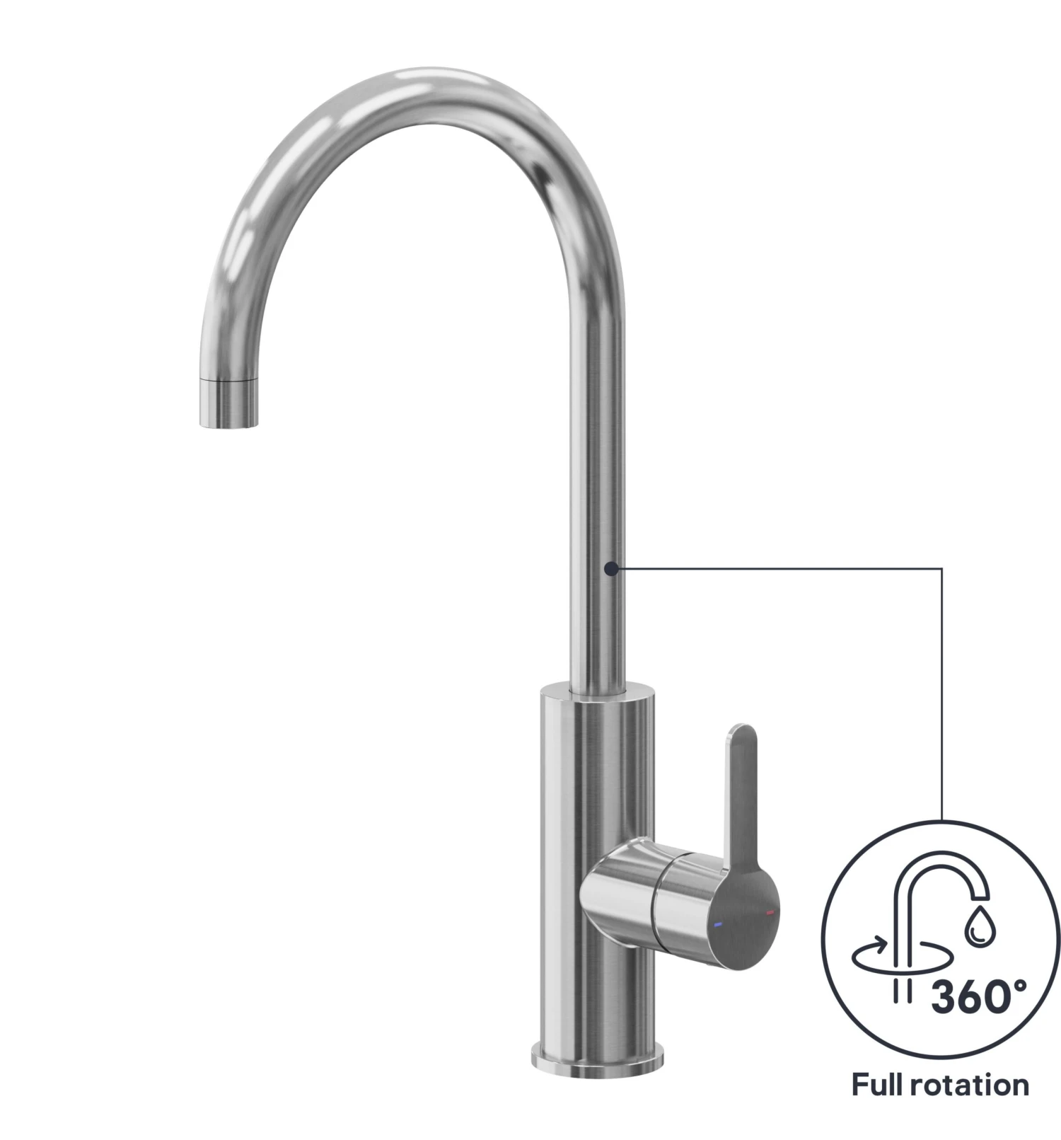 GoodHome Zanthe Stainless Steel Effect Kitchen Side Lever Tap 10 GoodHome Zanthe Stainless Steel Effect Kitchen Side Lever Tap - Image 8