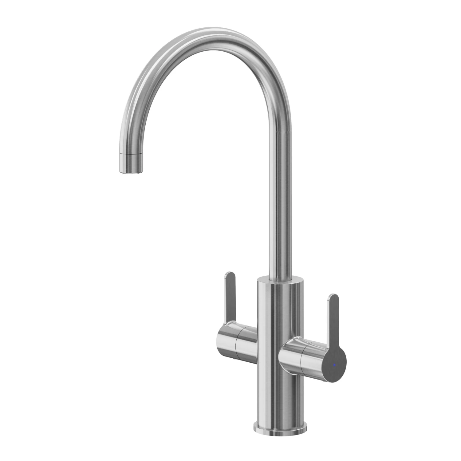 GoodHome Zanthe Stainless Steel Effect Kitchen Twin Lever Tap 3 GoodHome Zanthe Stainless Steel Effect Kitchen Twin Lever Tap