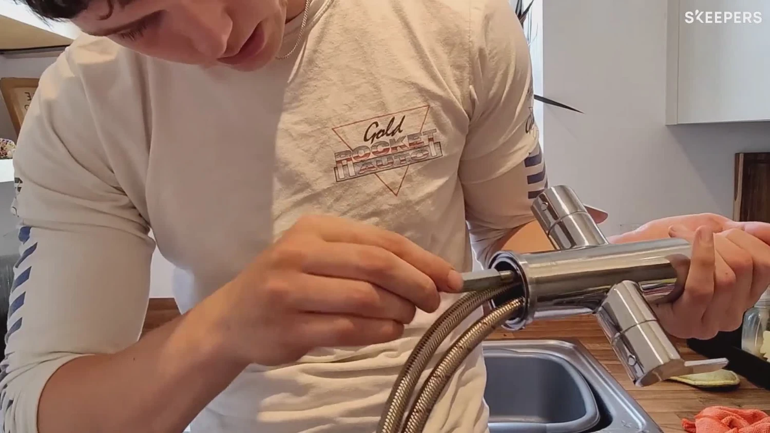 GoodHome Zanthe Stainless Steel Effect Kitchen Twin Lever Tap 4 GoodHome Zanthe Stainless Steel Effect Kitchen Twin Lever Tap - Image 2