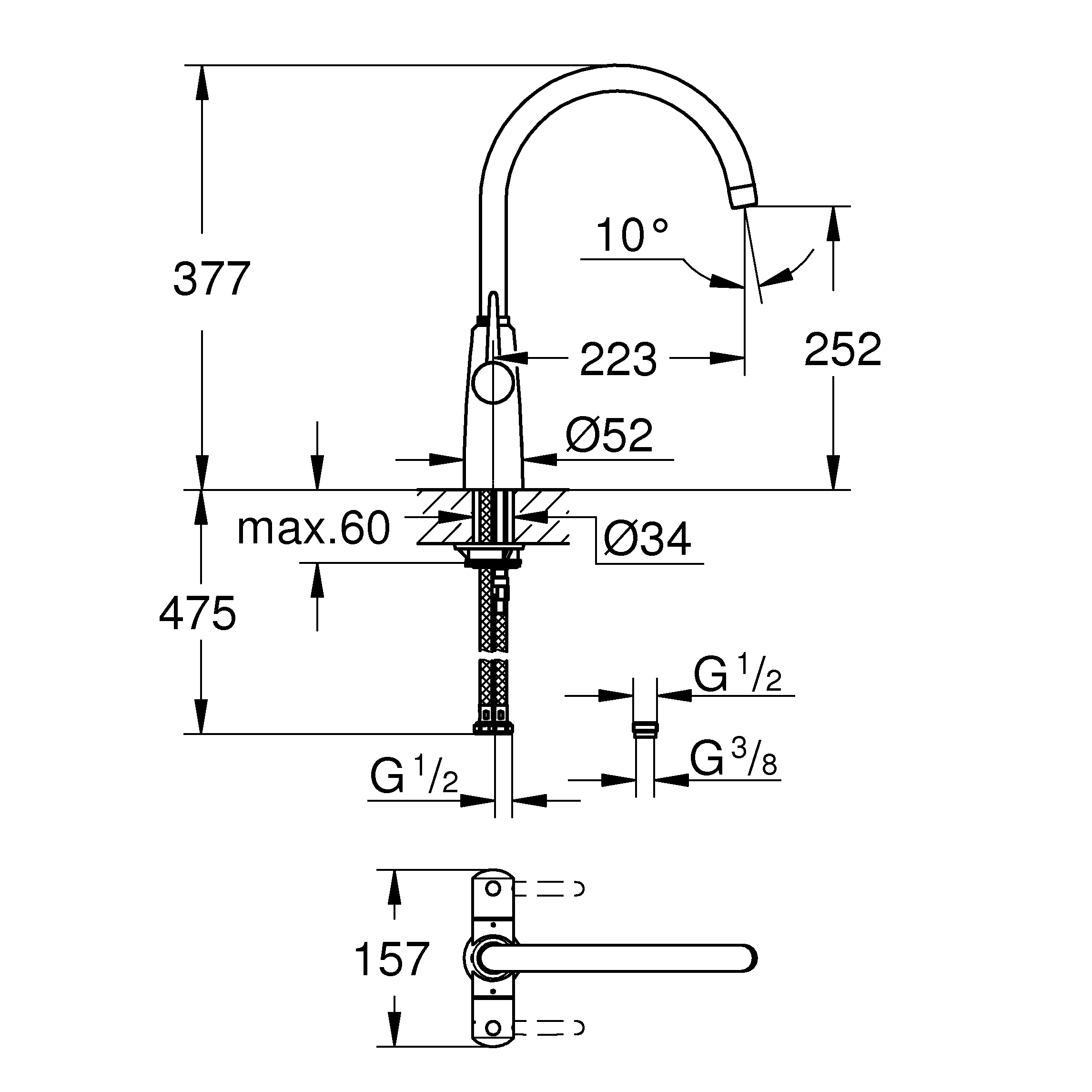 Grohe Ambi Nickel Effect Kitchen Mono Mixer Tap 4 Grohe Ambi Nickel Effect Kitchen Mono Mixer Tap - Image 2