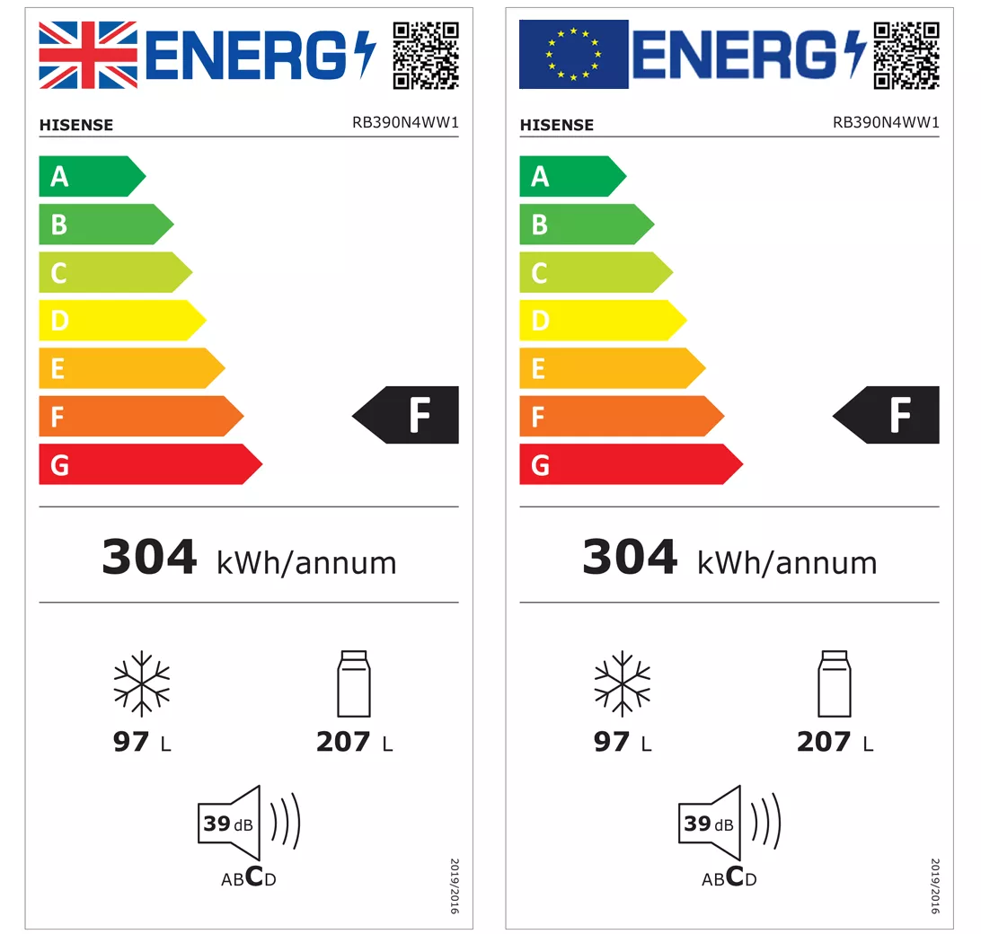 Hisense RB390N4WW1_WH Freestanding Frost Free Fridge Freezer - White 4 Hisense RB390N4WW1_WH Freestanding Frost Free Fridge Freezer - White - Image 2