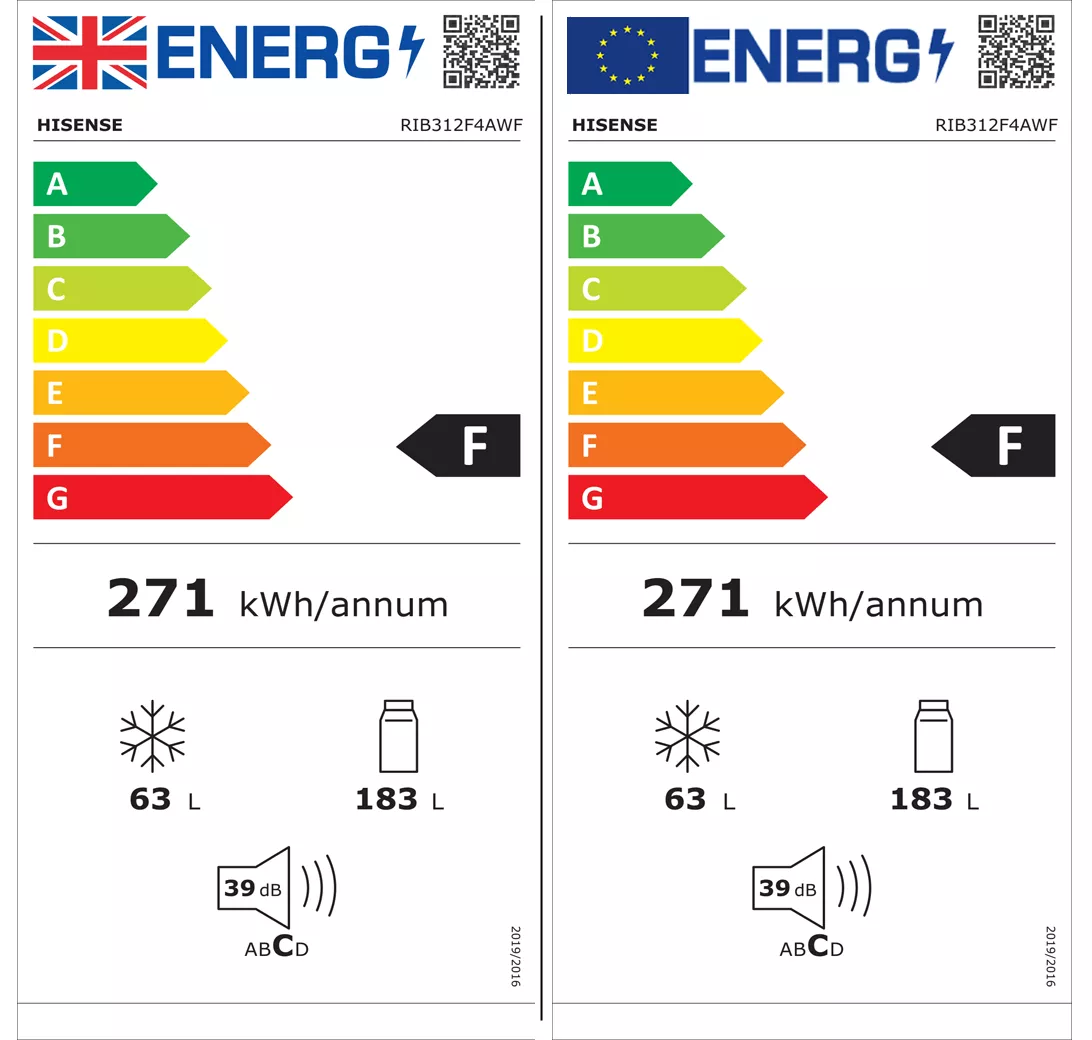 Hisense RIB312F4AWF 70:30 Integrated Frost Free Fridge Freezer - White 9 Hisense RIB312F4AWF 70:30 Integrated Frost Free Fridge Freezer - White - Image 7