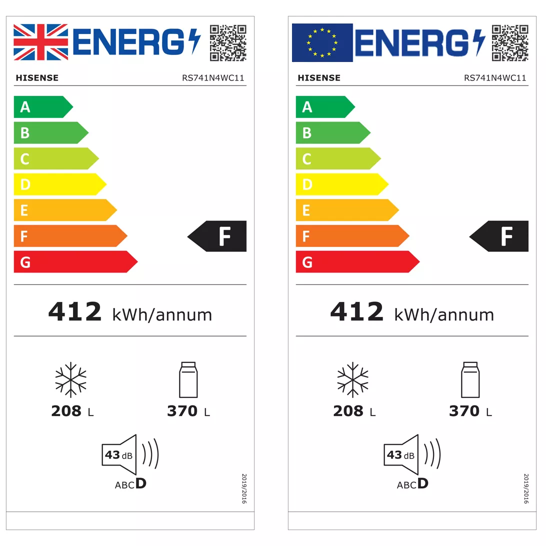 Hisense RS741N4WC11 American Style Freestanding Frost Free Fridge Freezer - Stainless Steel Effect 11 Hisense RS741N4WC11 American Style Freestanding Frost Free Fridge Freezer - Stainless Steel Effect - Image 9