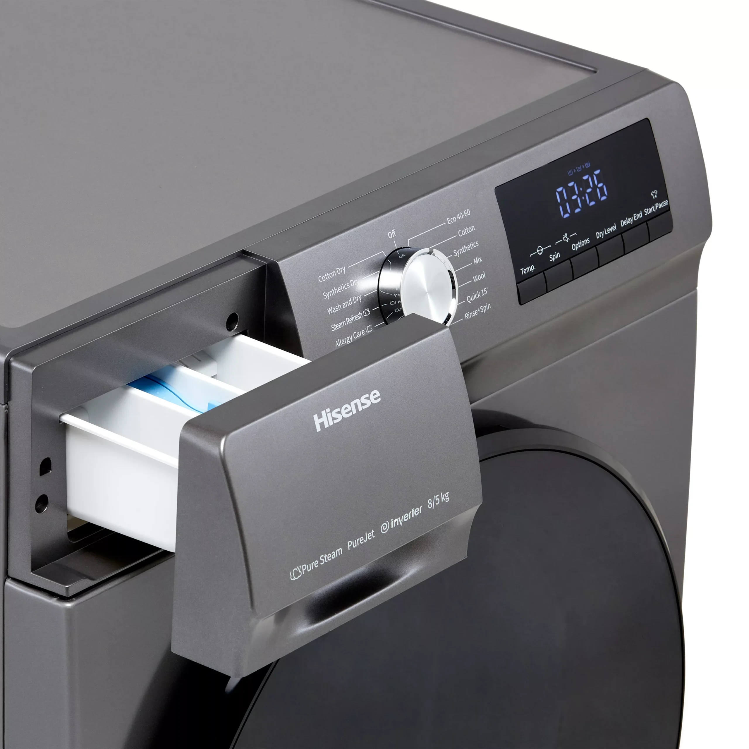 Hisense WDQA8014EVJMT_TI 8kg/5kg Freestanding Condenser Washer Dryer - Titanium 8 Hisense WDQA8014EVJMT_TI 8kg/5kg Freestanding Condenser Washer Dryer - Titanium - Image 6