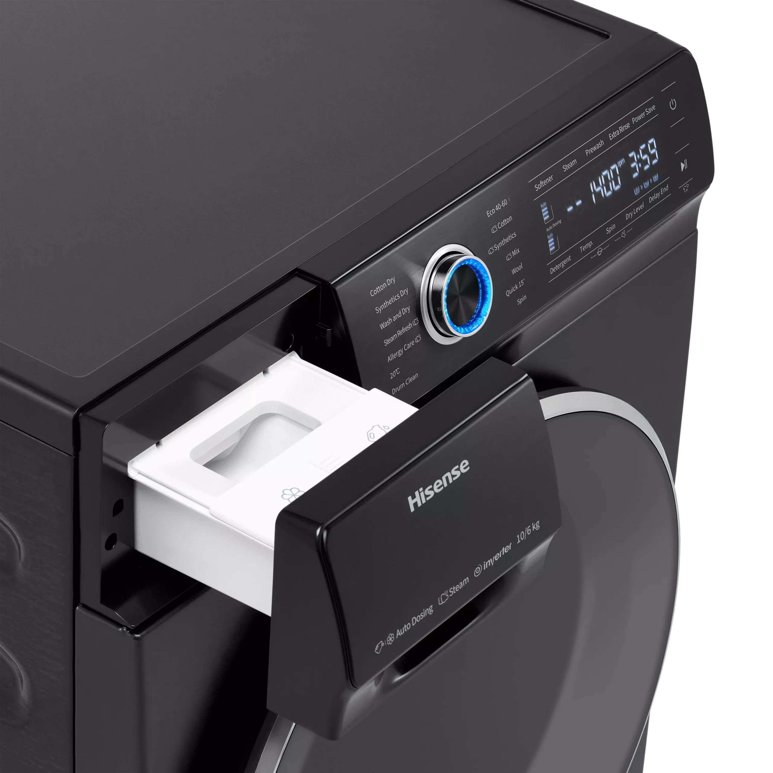 Hisense WDQR1014EVAJMB_BK 10kg/6kg Freestanding Condenser Washer Dryer - Black 9 Hisense WDQR1014EVAJMB_BK 10kg/6kg Freestanding Condenser Washer Dryer - Black - Image 7