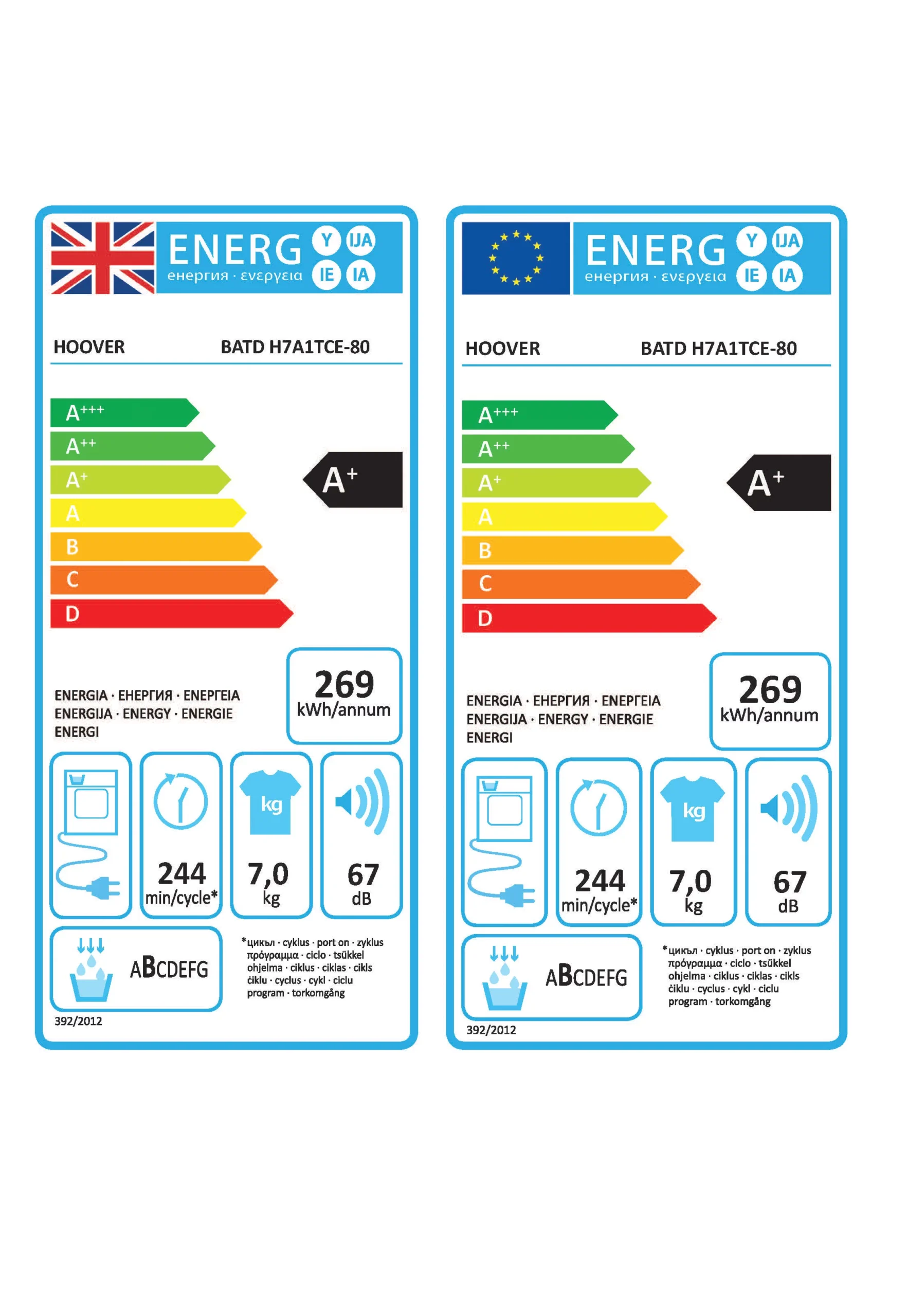 Hoover BATD H7A1TCE-80 7kg Built-in Heat Pump Tumble Dryer - White 4 Hoover BATD H7A1TCE-80 7kg Built-in Heat Pump Tumble Dryer - White - Image 2
