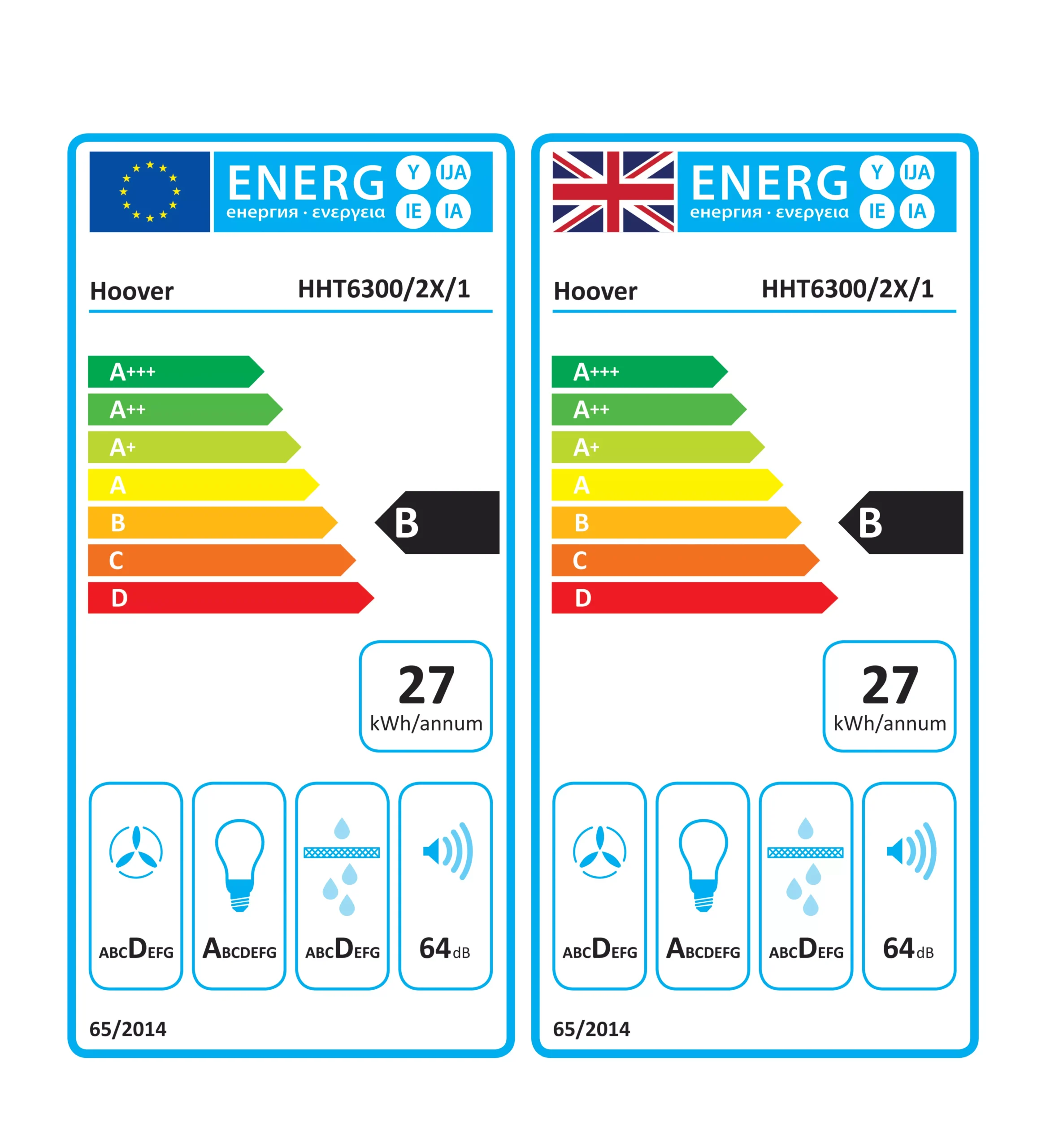 Hoover H-Hood 100 HHT6300/2X/1 / 36901789 Telescopic Cooker Hood (W)60cm - Stainless Steel Effect 7 Hoover H-Hood 100 HHT6300/2X/1 / 36901789 Telescopic Cooker Hood (W)60cm - Stainless Steel Effect - Image 5