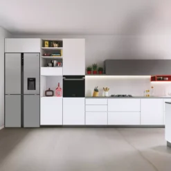 Hoover HSC818FXWDK 70:30 American Style Freestanding Automatic Defrost Fridge Freezer - Silver Effect -Prime Kitchen hoover hsc818fxwdk 70 30 american style freestanding automatic defrost fridge freezer silver effect8059019039312 02i bq