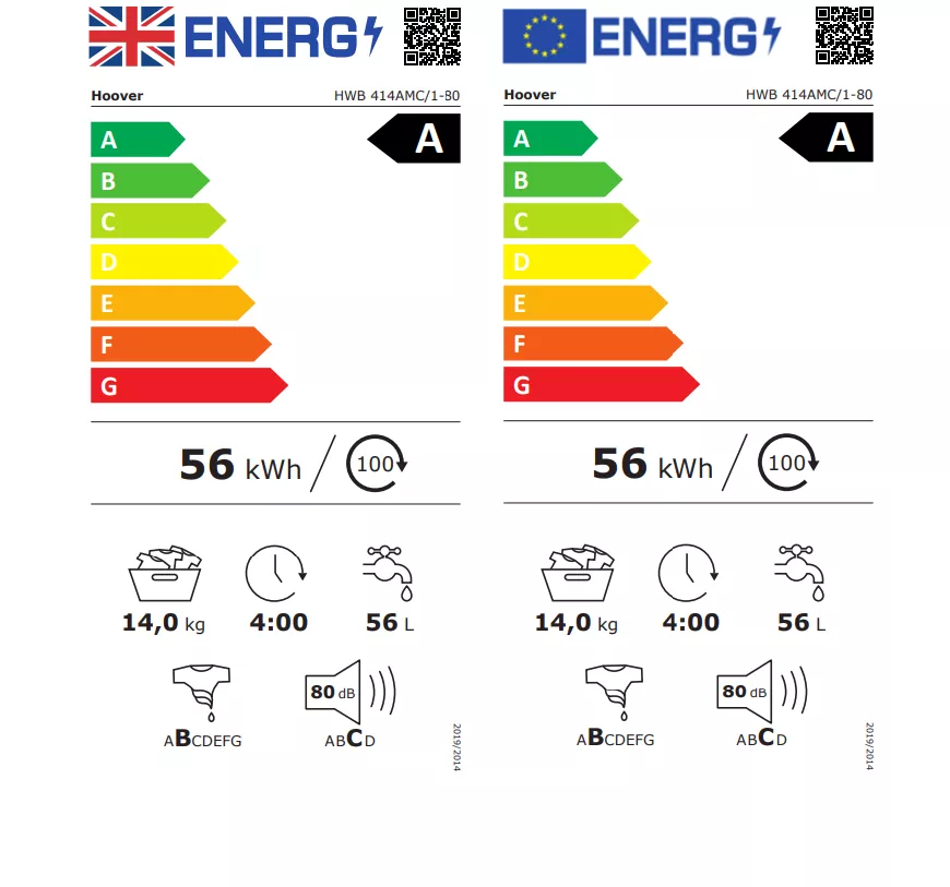 Hoover HWB 414AMC/1-80 13kg Freestanding 1400rpm Washing Machine - White 9 Hoover HWB 414AMC/1-80 13kg Freestanding 1400rpm Washing Machine - White - Image 7
