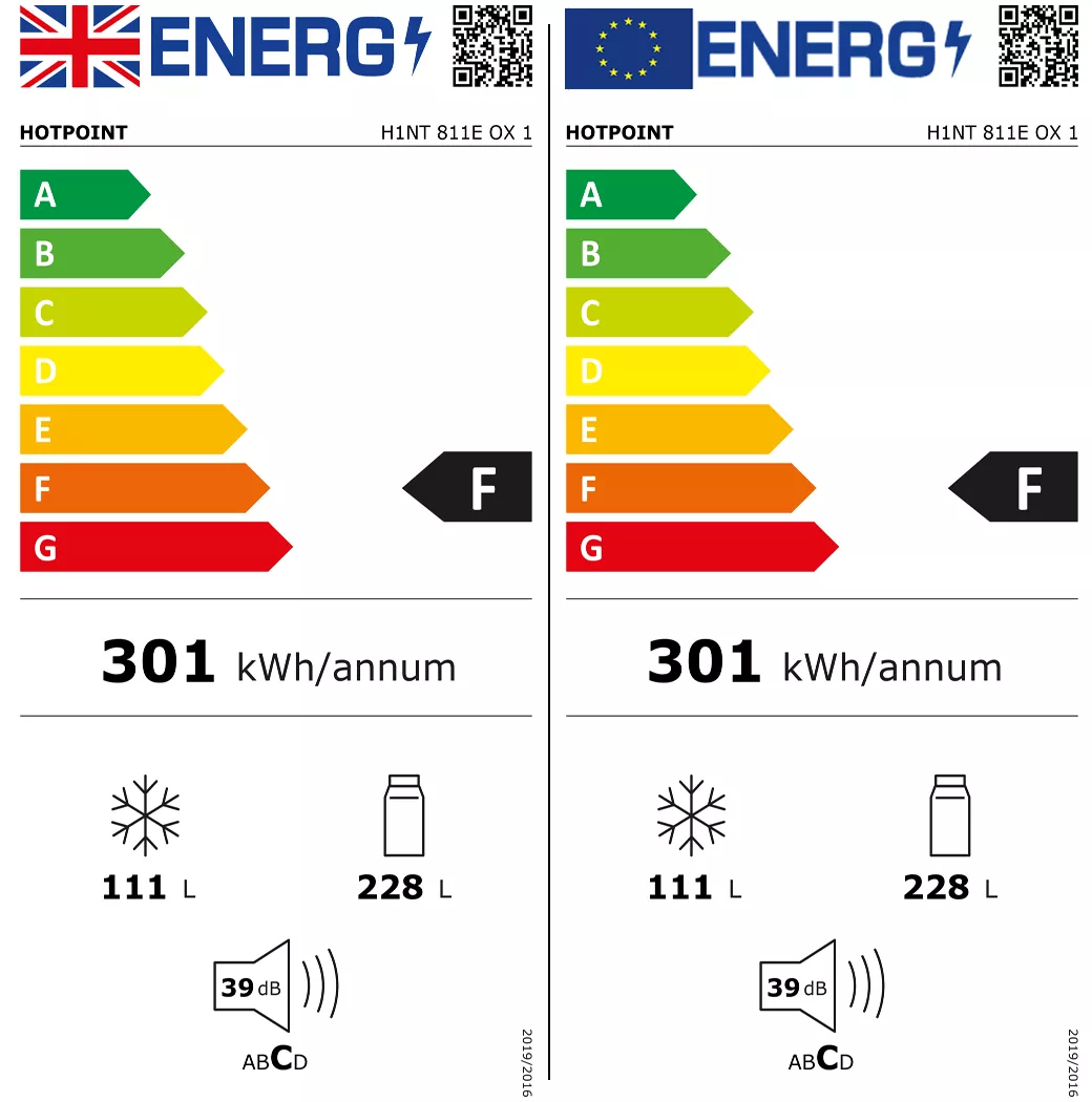 Hotpoint H1NT811EOX1_SSL 60:40 Freestanding Fridge Freezer - Stainless Steel Effect 4 Hotpoint H1NT811EOX1_SSL 60:40 Freestanding Fridge Freezer - Stainless Steel Effect - Image 2