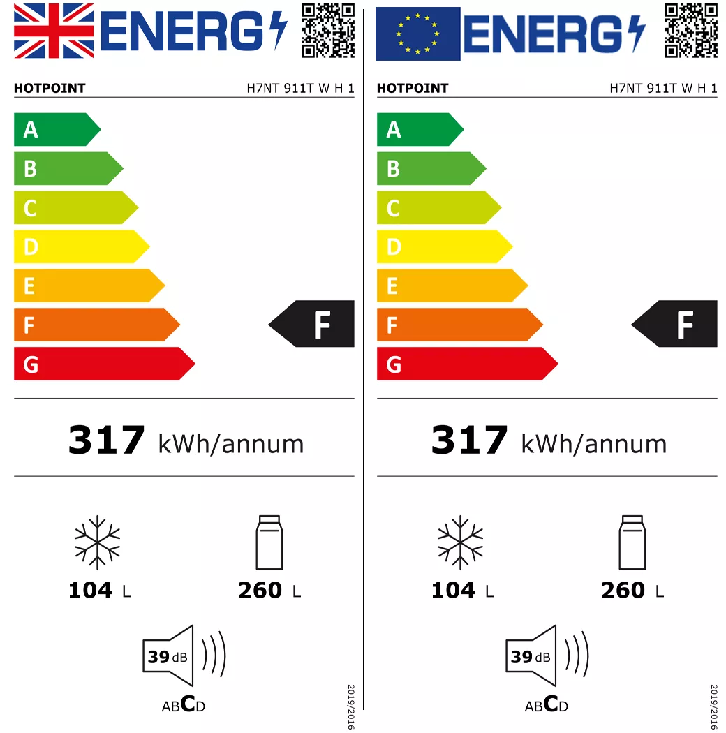 Hotpoint H7NT911TWH1_WH 60:40 Freestanding Frost Free Fridge Freezer - White 4 Hotpoint H7NT911TWH1_WH 60:40 Freestanding Frost Free Fridge Freezer - White - Image 2