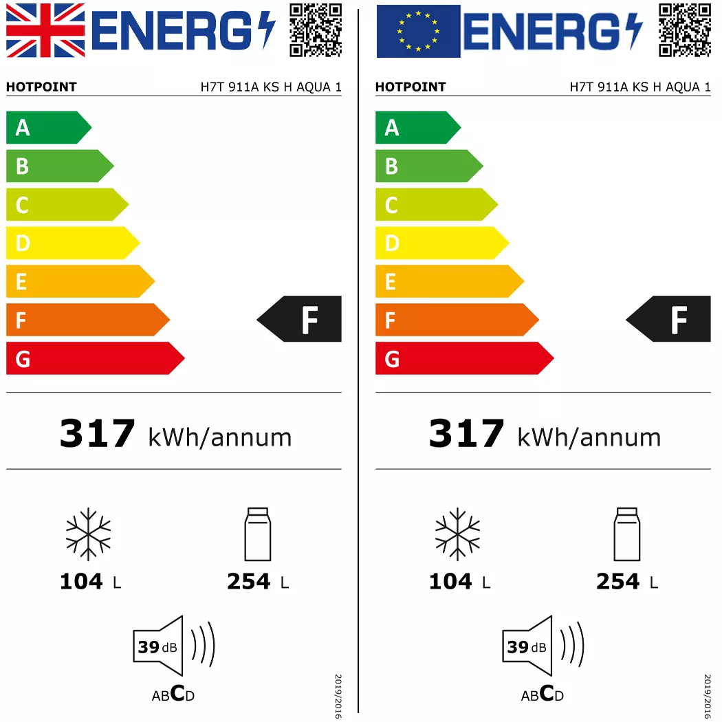 Hotpoint H7T911AKSHAQUA1_BK Freestanding Frost Free Fridge Freezer - Black 4 Hotpoint H7T911AKSHAQUA1_BK Freestanding Frost Free Fridge Freezer - Black - Image 2