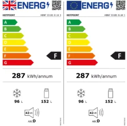 Hotpoint HBNF55181BUK1_BK 50:50 Freestanding Frost Free Fridge Freezer - Black -Prime Kitchen hotpoint hbnf55181buk1 bk 50 50 freestanding frost free fridge freezer black5054645617227 EUP EN