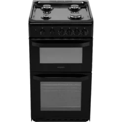 Hotpoint HD5G00KCB_BK 50cm Double Gas Cooker With Gas Hob - Black -Prime Kitchen hotpoint hd5g00kcb bk 50cm double gas cooker with gas hob black5054645567249 05c bq