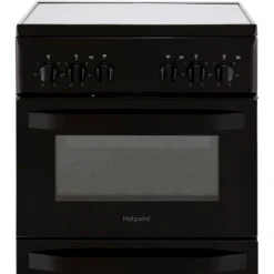 Hotpoint HD5V92KCB_BK 50cm Double Electric Cooker With Ceramic Hob - Black -Prime Kitchen hotpoint hd5v92kcb bk 50cm double electric cooker with ceramic hob black5054645566235 02c bq