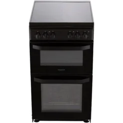 Hotpoint HD5V92KCB_BK 50cm Double Electric Cooker With Ceramic Hob - Black -Prime Kitchen hotpoint hd5v92kcb bk 50cm double electric cooker with ceramic hob black5054645566235 05c bq