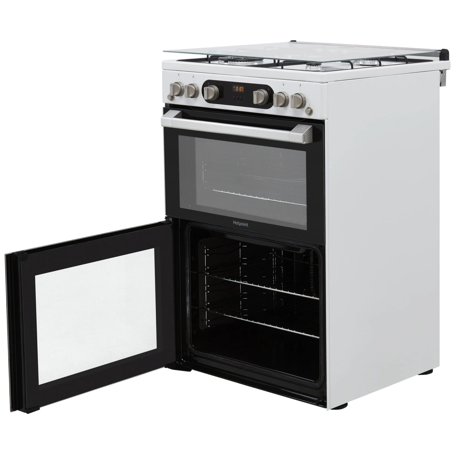Hotpoint HD67G02CCW/UK_WH 60.6cm Double Gas Cooker With Gas Hob - White 10 Hotpoint HD67G02CCW/UK_WH 60.6cm Double Gas Cooker With Gas Hob - White - Image 8