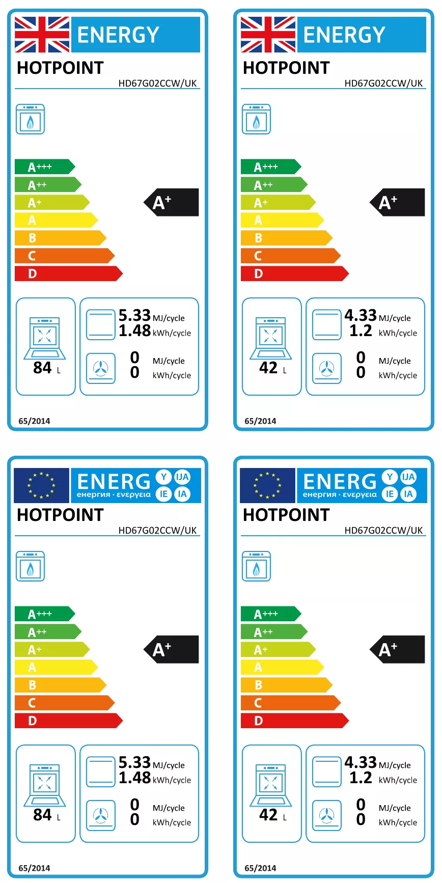 Hotpoint HD67G02CCW/UK_WH 60.6cm Double Gas Cooker With Gas Hob - White 6 Hotpoint HD67G02CCW/UK_WH 60.6cm Double Gas Cooker With Gas Hob - White - Image 4