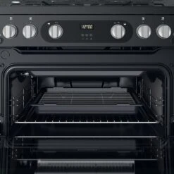 Hotpoint HDM67G0C2CB/UK 60cm Double Gas Cooker With Gas Hob - Black -Prime Kitchen hotpoint hdm67g0c2cb uk 60cm double gas cooker with gas hob black5054645595563 12i bq
