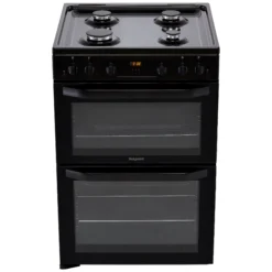Hotpoint HDM67G0CCW/UK_WH 60cm Double Gas Cooker With Gas Hob - Black -Prime Kitchen hotpoint hdm67g0ccw uk wh 60cm double gas cooker with gas hob black5054645595457 05c bq