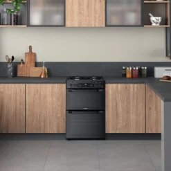 Hotpoint HDM67G0CCW/UK_WH 60cm Double Gas Cooker With Gas Hob - Black -Prime Kitchen hotpoint hdm67g0ccw uk wh 60cm double gas cooker with gas hob black5054645595457 10i bq