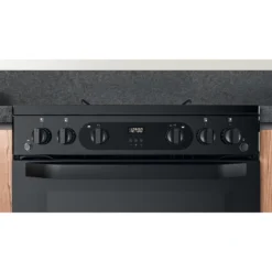 Hotpoint HDM67G0CCW/UK_WH 60cm Double Gas Cooker With Gas Hob - Black -Prime Kitchen hotpoint hdm67g0ccw uk wh 60cm double gas cooker with gas hob black5054645595457 12i bq