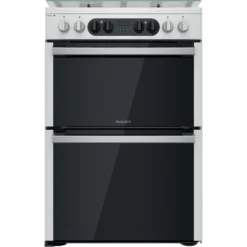 Hotpoint HDM67G8C2CX/UK_SI 60cm Double Electric & Gas Cooker With Gas Hob - Silver Effect
