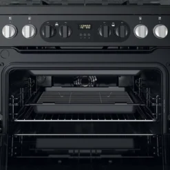 Hotpoint HDM67G8CCB/UK 60cm Double Electric & Gas Cooker With Gas Hob - Black -Prime Kitchen hotpoint hdm67g8ccb uk 60cm double electric gas cooker with gas hob black5054645594870 10i bq
