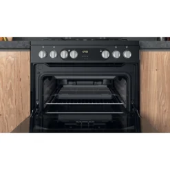 Hotpoint HDM67G9C2CB/UK_BK 60cm Double Electric & Gas Cooker With Gas Hob - Black -Prime Kitchen hotpoint hdm67g9c2cb uk bk 60cm double electric gas cooker with gas hob black5054645594627 08i bq