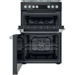 Hotpoint HDM67G9C2CSB/UK_BK 60cm Double Electric & Gas Cooker With Gas Hob - Black -Prime Kitchen hotpoint hdm67g9c2csb uk bk 60cm double electric gas cooker with gas hob black5054645595051 02c bq