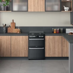 Hotpoint HDM67G9C2CSB/UK_BK 60cm Double Electric & Gas Cooker With Gas Hob - Black -Prime Kitchen hotpoint hdm67g9c2csb uk bk 60cm double electric gas cooker with gas hob black5054645595051 07i bq