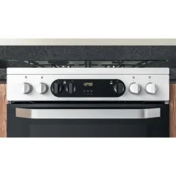 Hotpoint HDM67G9C2CW/UK_BK 60cm Double Electric & Gas Cooker With Gas Hob - White -Prime Kitchen hotpoint hdm67g9c2cw uk bk 60cm double electric gas cooker with gas hob white5054645593330 09i bq