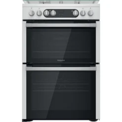 Hotpoint HDM67G9C2CX/U_SI 60cm Double Electric & Gas Cooker With Gas Hob - Silver Effect