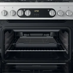 Hotpoint HDM67G9C2CX/U_SI 60cm Double Electric & Gas Cooker With Gas Hob - Silver Effect -Prime Kitchen hotpoint hdm67g9c2cx u si 60cm double electric gas cooker with gas hob silver effect5054645594634 10i bq