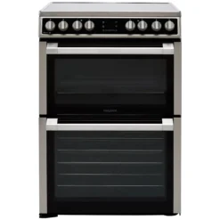 Hotpoint HDM67V8D2CX/UK_BK 60cm Double Electric Cooker With Ceramic Hob - Silver Effect
