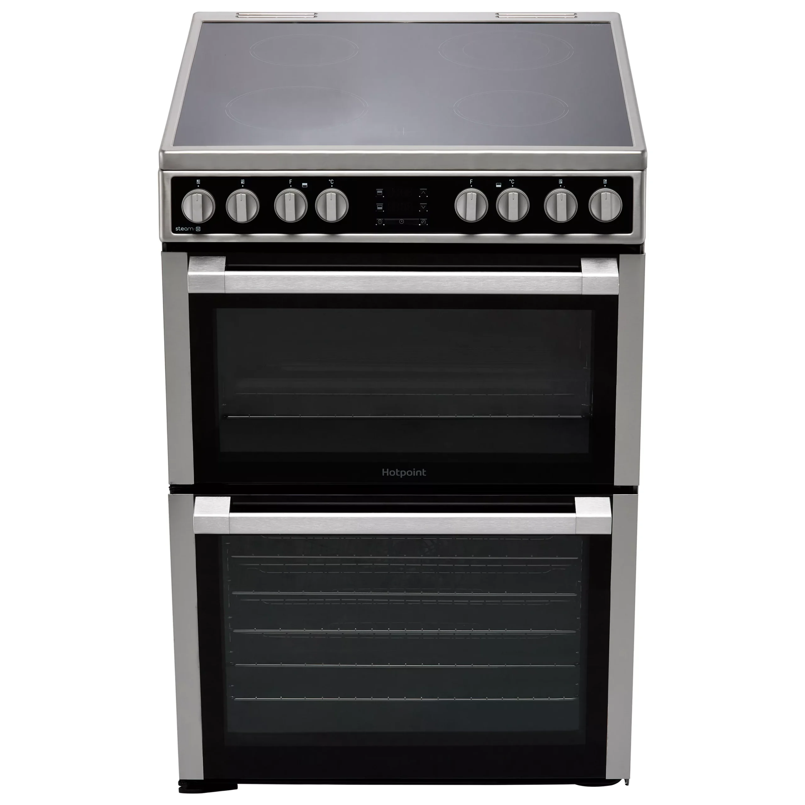 Hotpoint HDM67V8D2CX/UK_BK 60cm Double Electric Cooker With Ceramic Hob - Silver Effect 4 Hotpoint HDM67V8D2CX/UK_BK 60cm Double Electric Cooker With Ceramic Hob - Silver Effect - Image 2