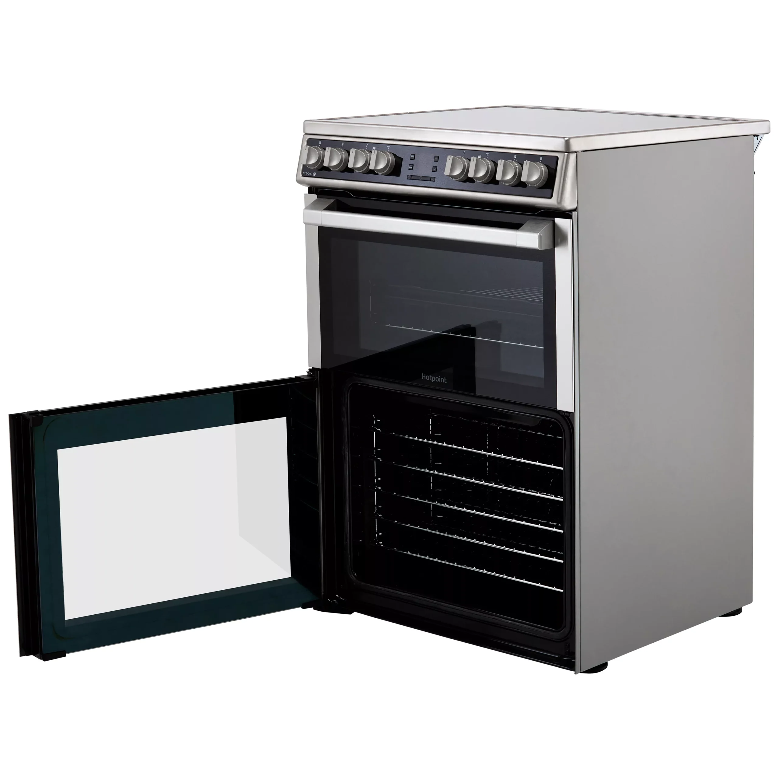 Hotpoint HDM67V8D2CX/UK_BK 60cm Double Electric Cooker With Ceramic Hob - Silver Effect 9 Hotpoint HDM67V8D2CX/UK_BK 60cm Double Electric Cooker With Ceramic Hob - Silver Effect - Image 7