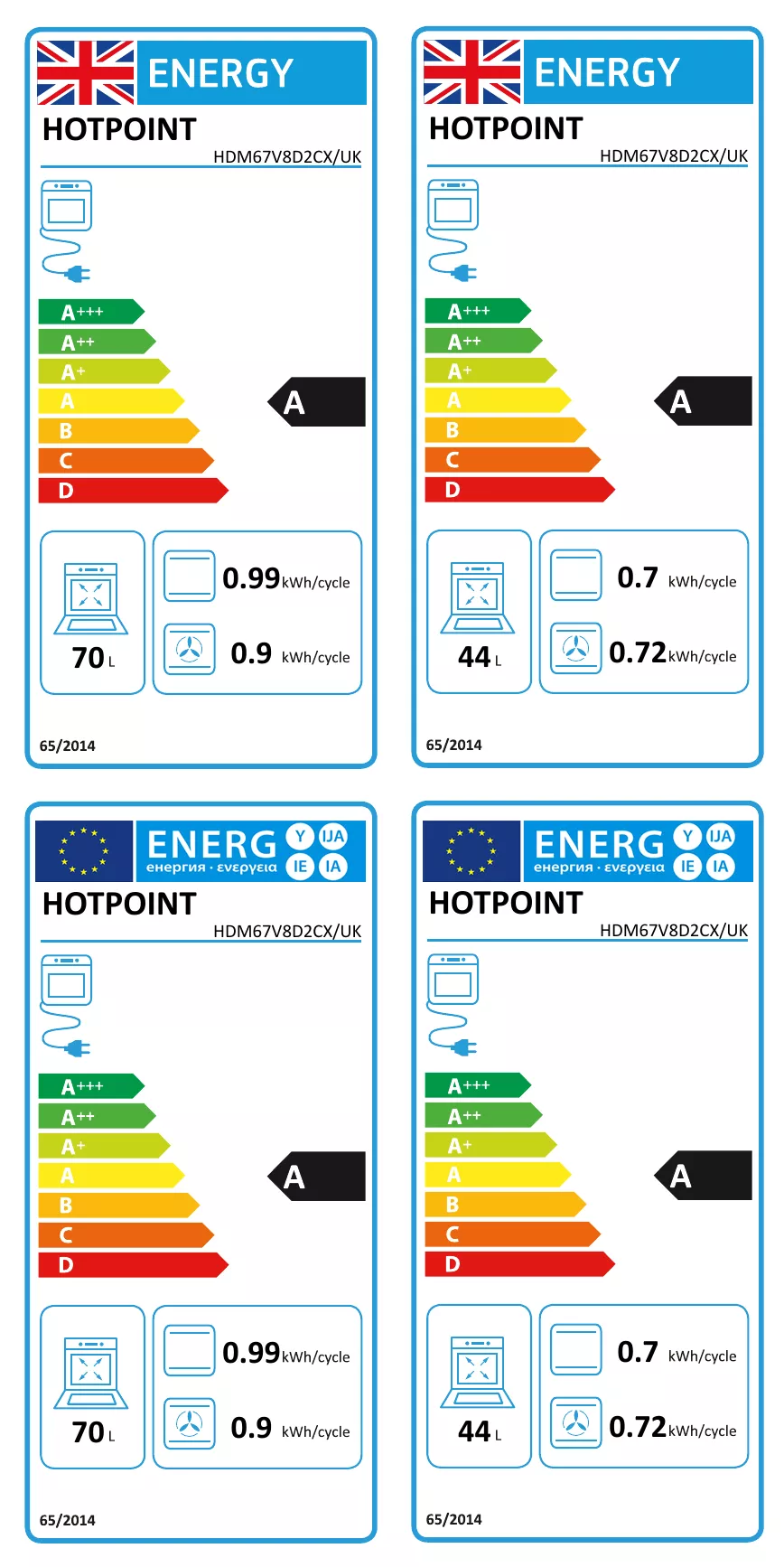 Hotpoint HDM67V8D2CX/UK_BK 60cm Double Electric Cooker With Ceramic Hob - Silver Effect 6 Hotpoint HDM67V8D2CX/UK_BK 60cm Double Electric Cooker With Ceramic Hob - Silver Effect - Image 4