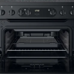Hotpoint HDM67V9CMB/UK 60cm Double Electric Cooker With Ceramic Hob - Black -Prime Kitchen hotpoint hdm67v9cmb uk 60cm double electric cooker with ceramic hob black5054645593200 12i bq