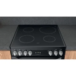 Hotpoint HDM67V9HCB/U_BK 60cm Double Electric Cooker With Ceramic Hob - Black -Prime Kitchen hotpoint hdm67v9hcb u bk 60cm double electric cooker with ceramic hob black5054645595068 10i bq