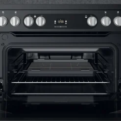 Hotpoint HDM67V9HCB/U_BK 60cm Double Electric Cooker With Ceramic Hob - Black -Prime Kitchen hotpoint hdm67v9hcb u bk 60cm double electric cooker with ceramic hob black5054645595068 12i bq
