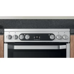 Hotpoint HDM67V9HCX/UK_SI 60cm Double Electric Cooker With Ceramic Hob - Silver Effect -Prime Kitchen hotpoint hdm67v9hcx uk si 60cm double electric cooker with ceramic hob silver effect5054645595075 11i bq