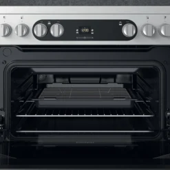 Hotpoint HDM67V9HCX/UK_SI 60cm Double Electric Cooker With Ceramic Hob - Silver Effect -Prime Kitchen hotpoint hdm67v9hcx uk si 60cm double electric cooker with ceramic hob silver effect5054645595075 12i bq