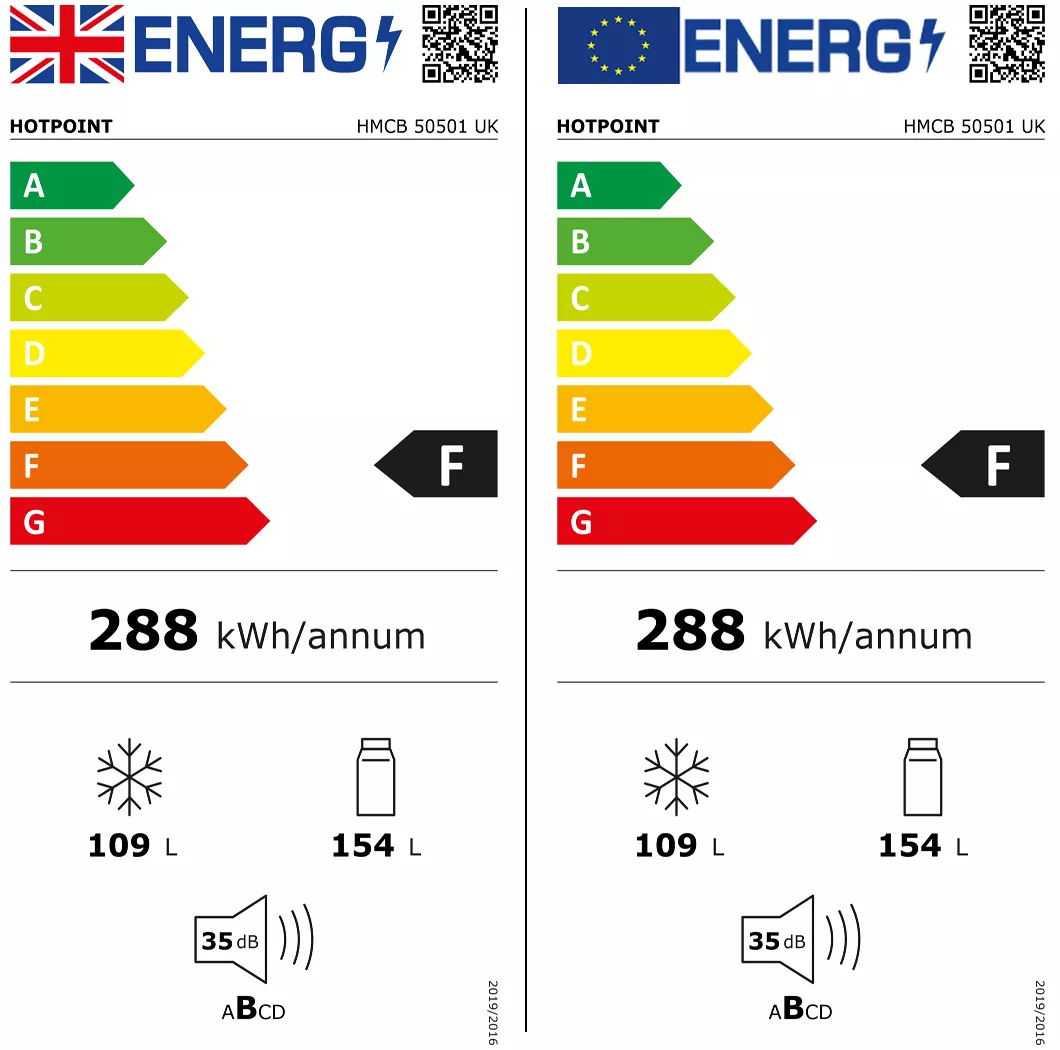 Hotpoint HMCB50501UK_WH 50:50 Built-in Manual Defrost Fridge Freezer - White 9 Hotpoint HMCB50501UK_WH 50:50 Built-in Manual Defrost Fridge Freezer - White - Image 7