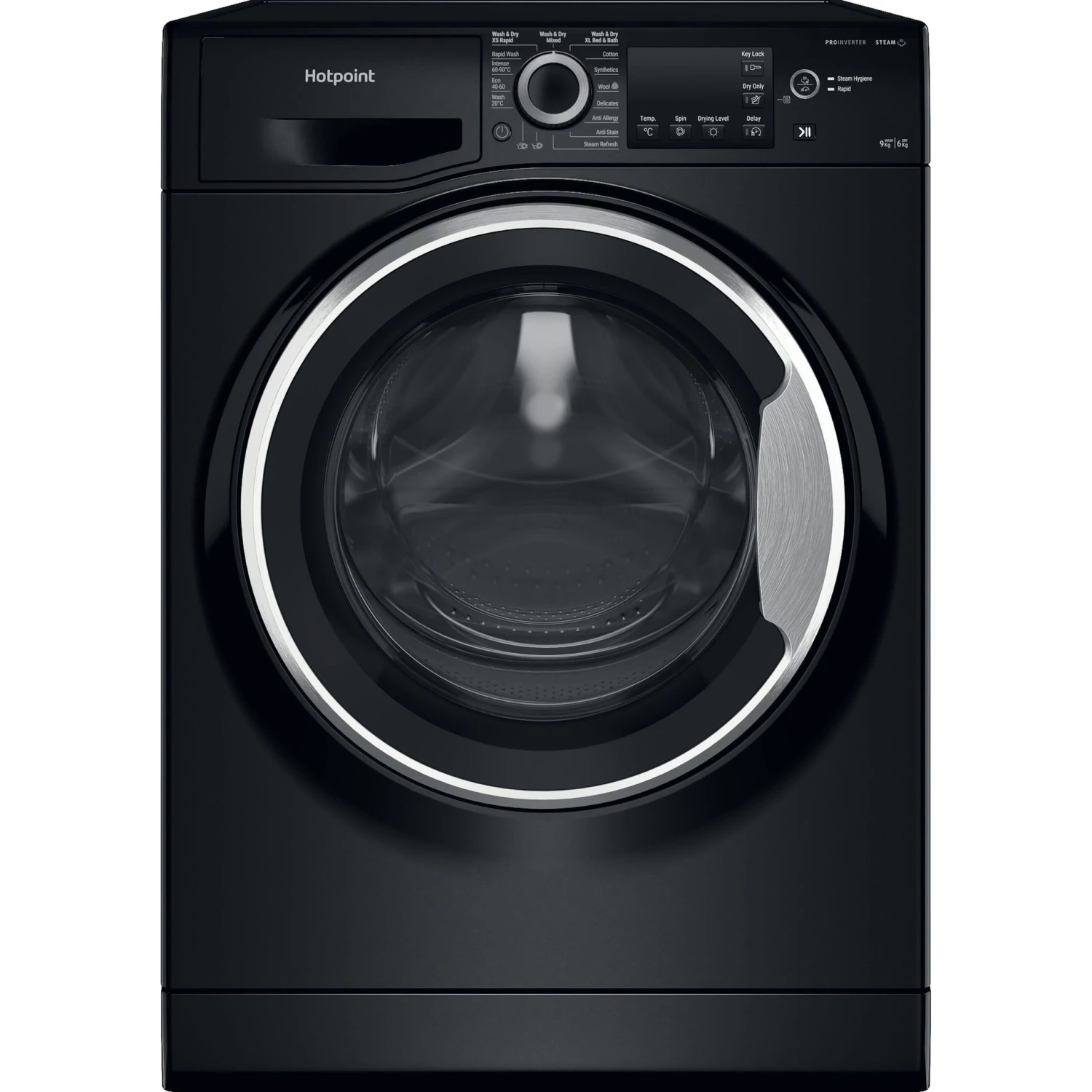 Hotpoint NDB9635BSUK_BK 9kg/6kg Freestanding Condenser Washer Dryer - Black 3 Hotpoint NDB9635BSUK_BK 9kg/6kg Freestanding Condenser Washer Dryer - Black