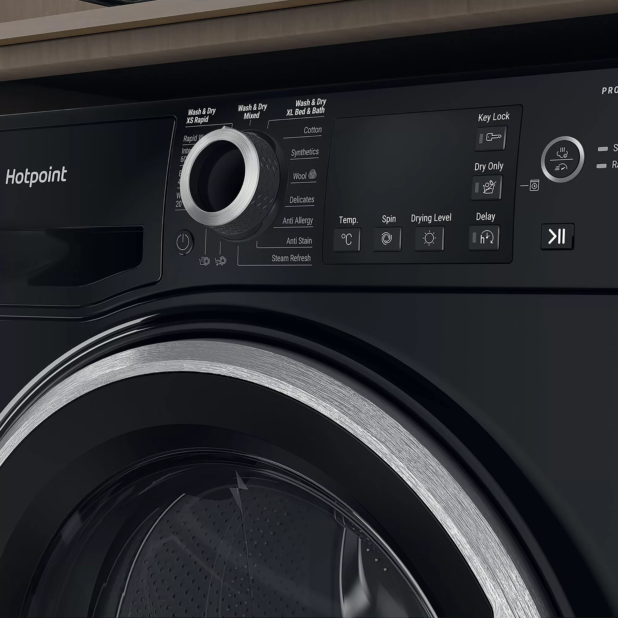 Hotpoint NDB9635BSUK_BK 9kg/6kg Freestanding Condenser Washer Dryer - Black 10 Hotpoint NDB9635BSUK_BK 9kg/6kg Freestanding Condenser Washer Dryer - Black - Image 8