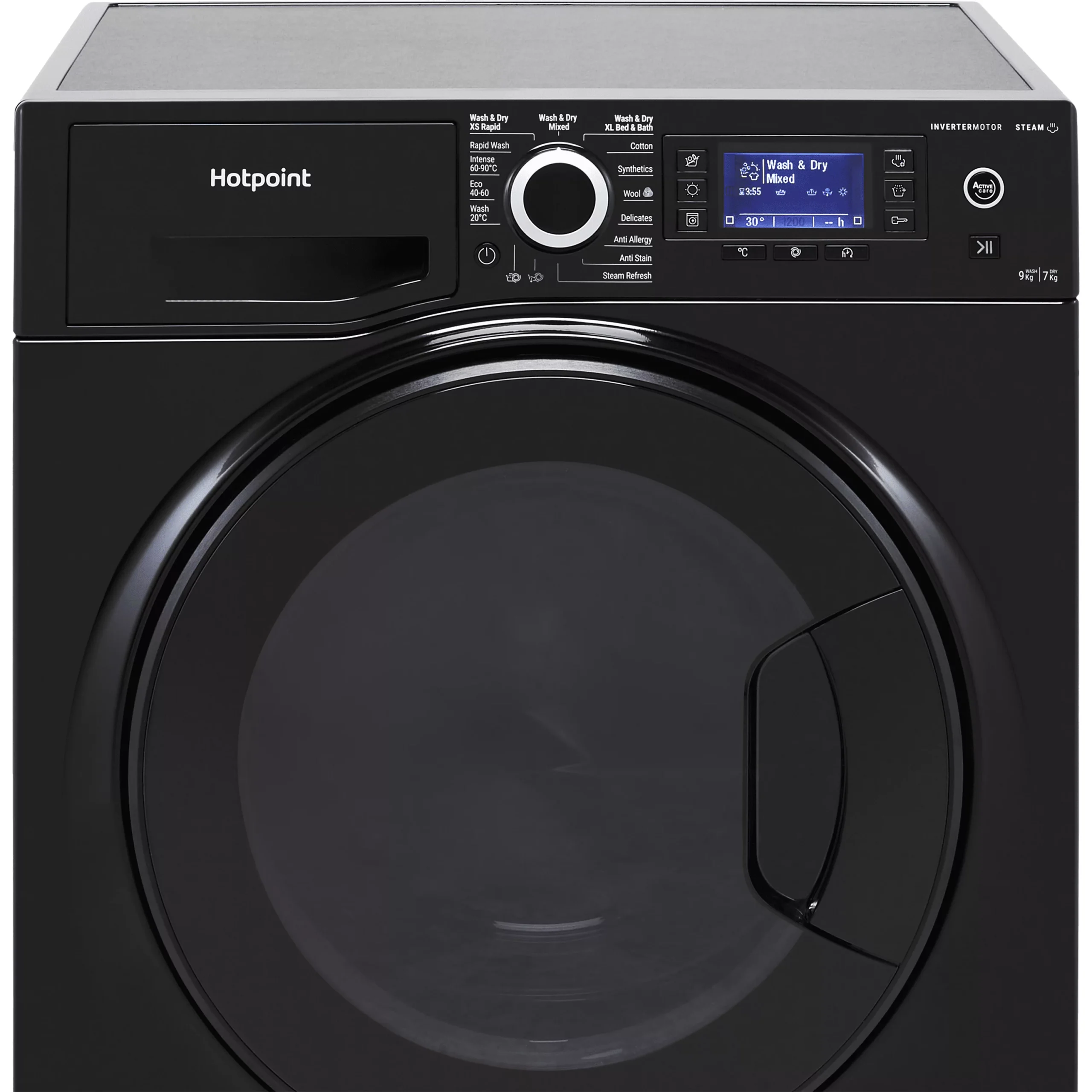 Hotpoint NDD9725BDAUK_BK 9kg/7kg Freestanding Condenser Washer Dryer - Black 4 Hotpoint NDD9725BDAUK_BK 9kg/7kg Freestanding Condenser Washer Dryer - Black - Image 2