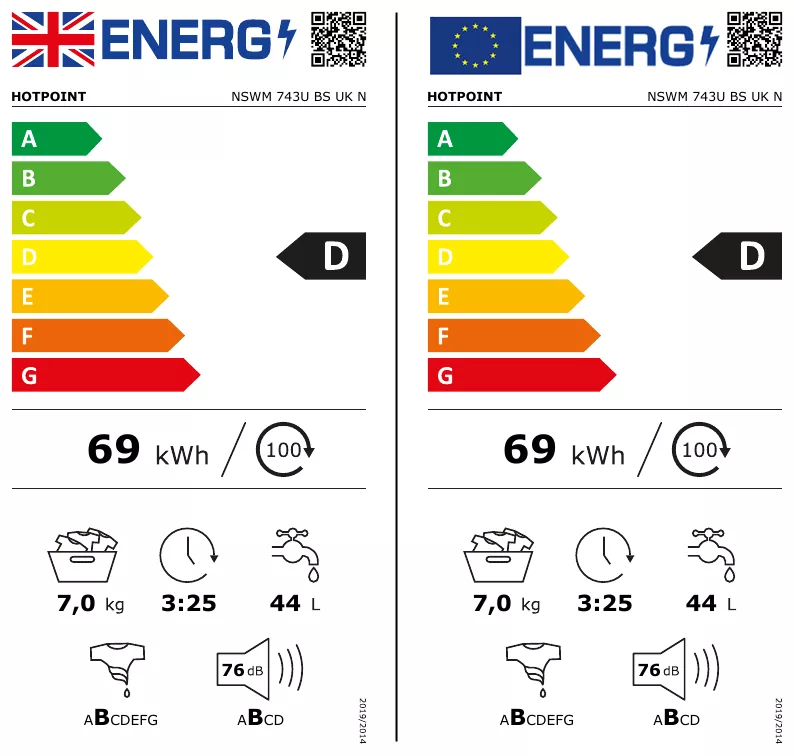 Hotpoint NSWM743UBSUKN_BK 7kg Freestanding 1400rpm Washing Machine - Black 4 Hotpoint NSWM743UBSUKN_BK 7kg Freestanding 1400rpm Washing Machine - Black - Image 2