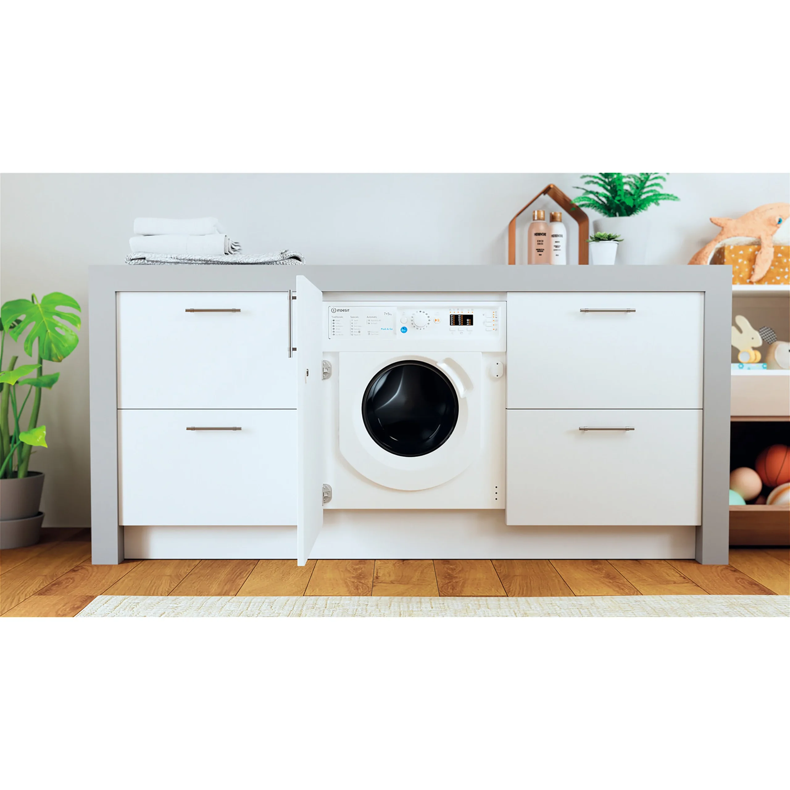 Indesit BIWDIL75125UKN_WH 7kg/5kg Built-in Condenser Washer Dryer - White 5 Indesit BIWDIL75125UKN_WH 7kg/5kg Built-in Condenser Washer Dryer - White - Image 3