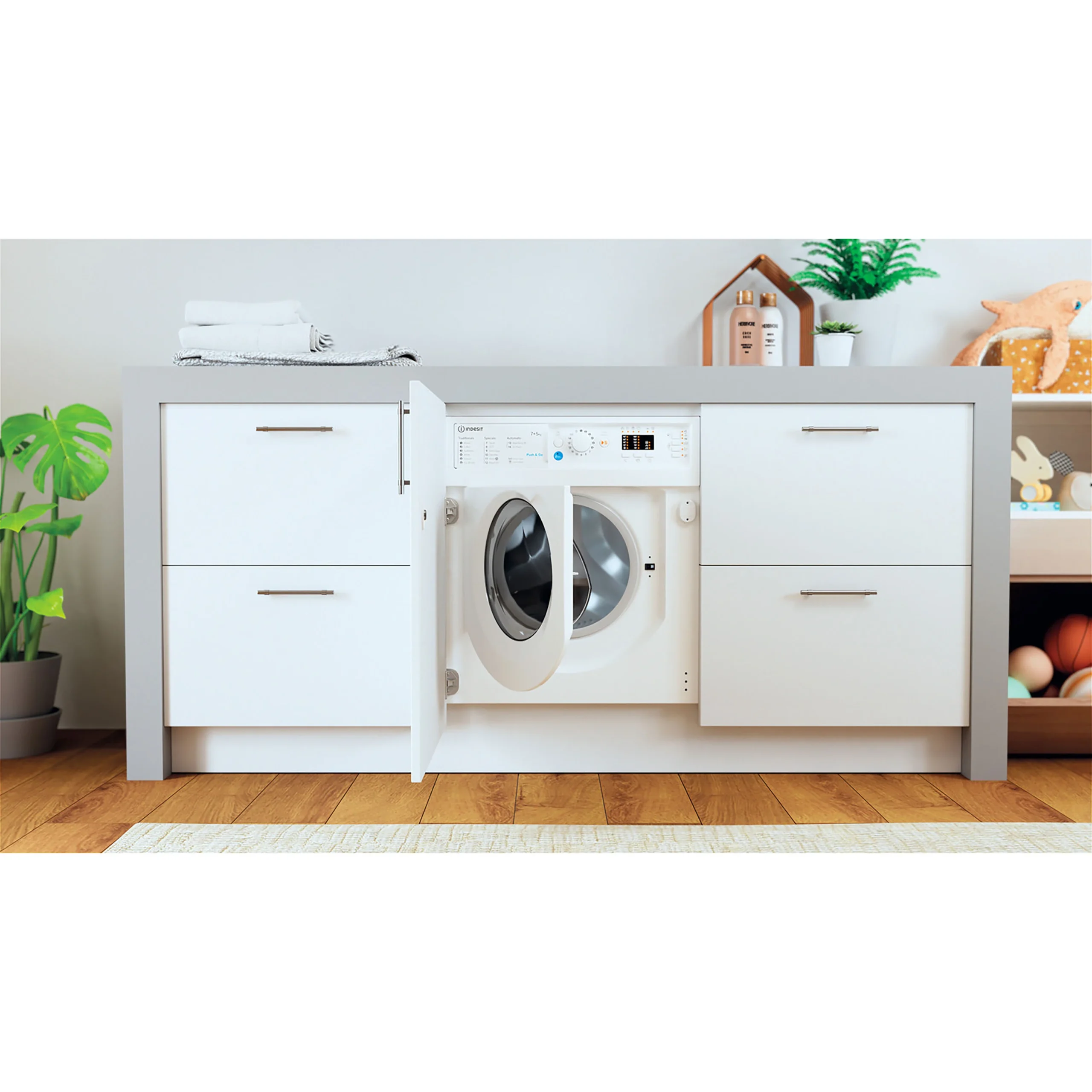 Indesit BIWDIL75125UKN_WH 7kg/5kg Built-in Condenser Washer Dryer - White 6 Indesit BIWDIL75125UKN_WH 7kg/5kg Built-in Condenser Washer Dryer - White - Image 4